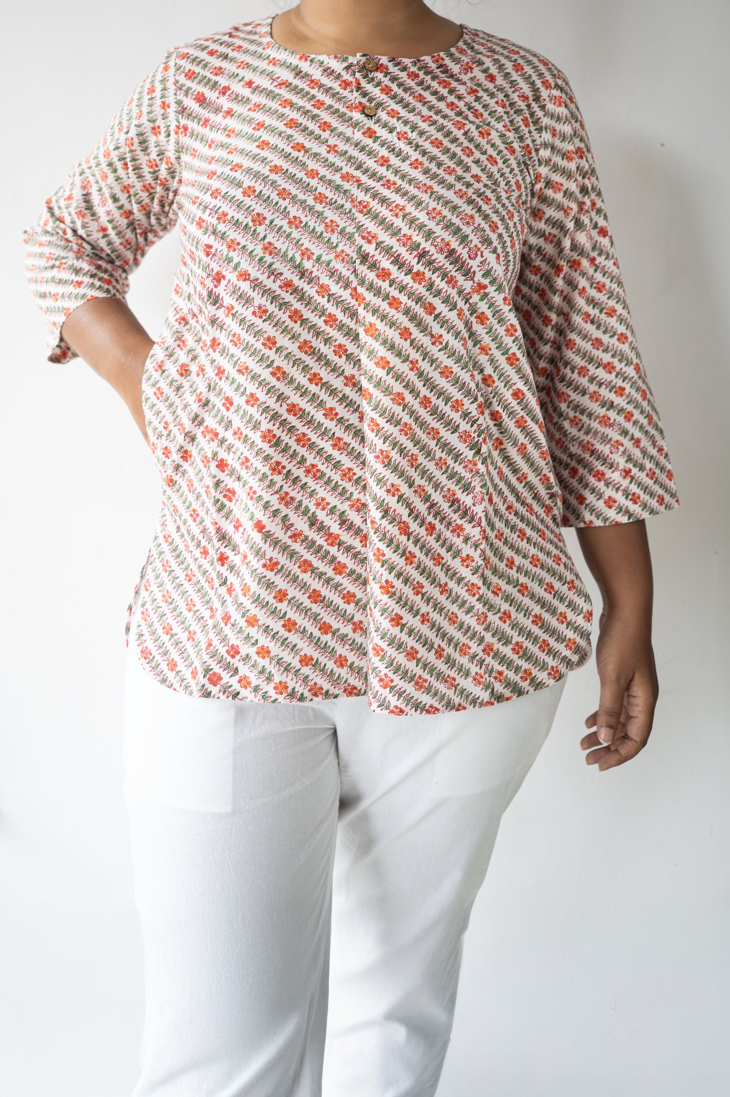 Block printed Short tops