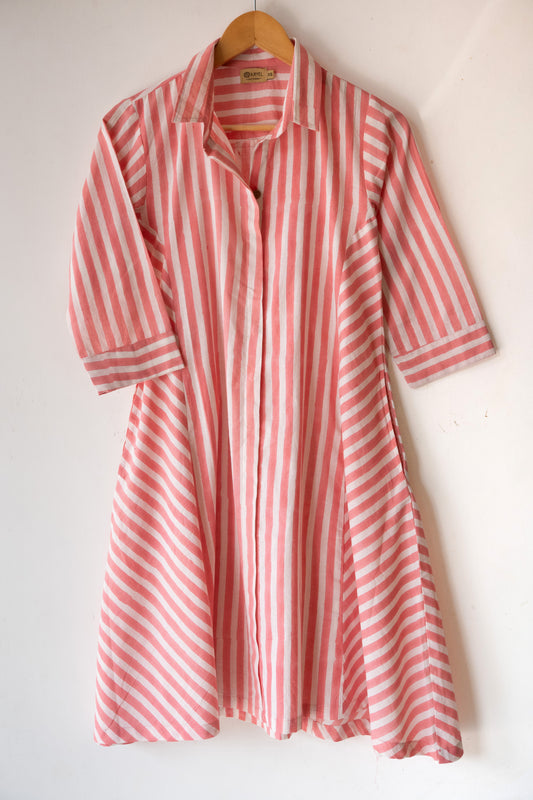 Striped Collared Shirt Dress