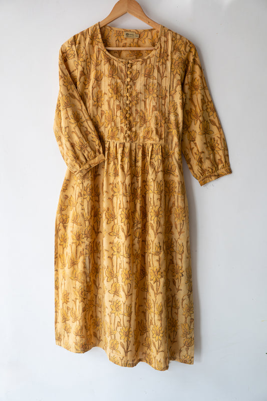 Block Printed Pin Tuck Yoke Kurta