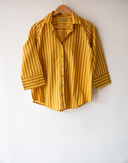 Block printed striped cotton shirts
