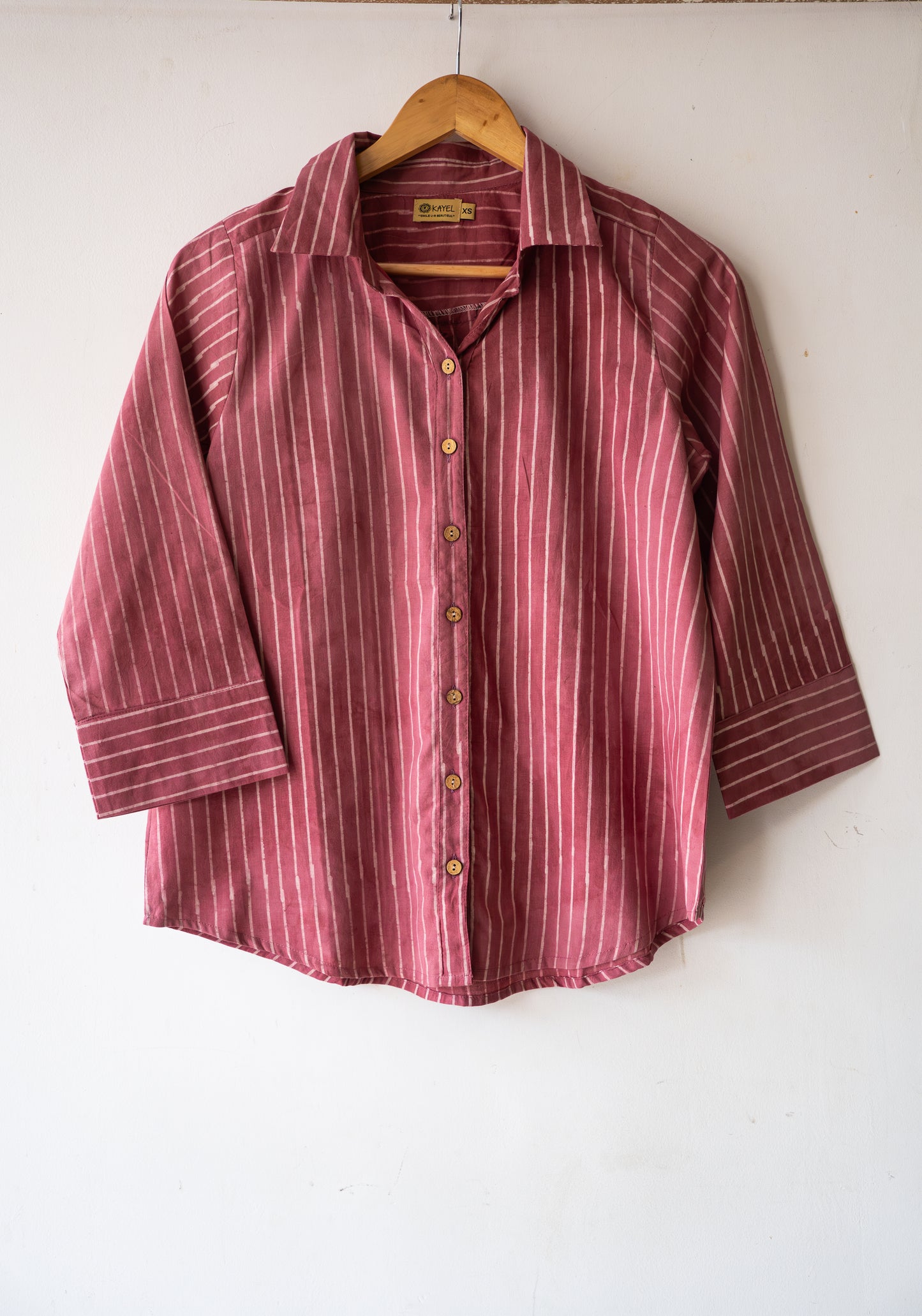 Block printed striped cotton shirts