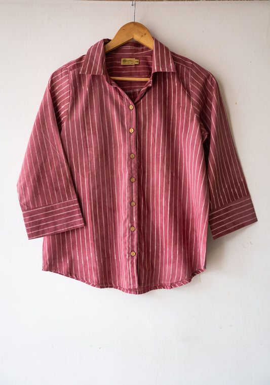 Block printed striped cotton shirts
