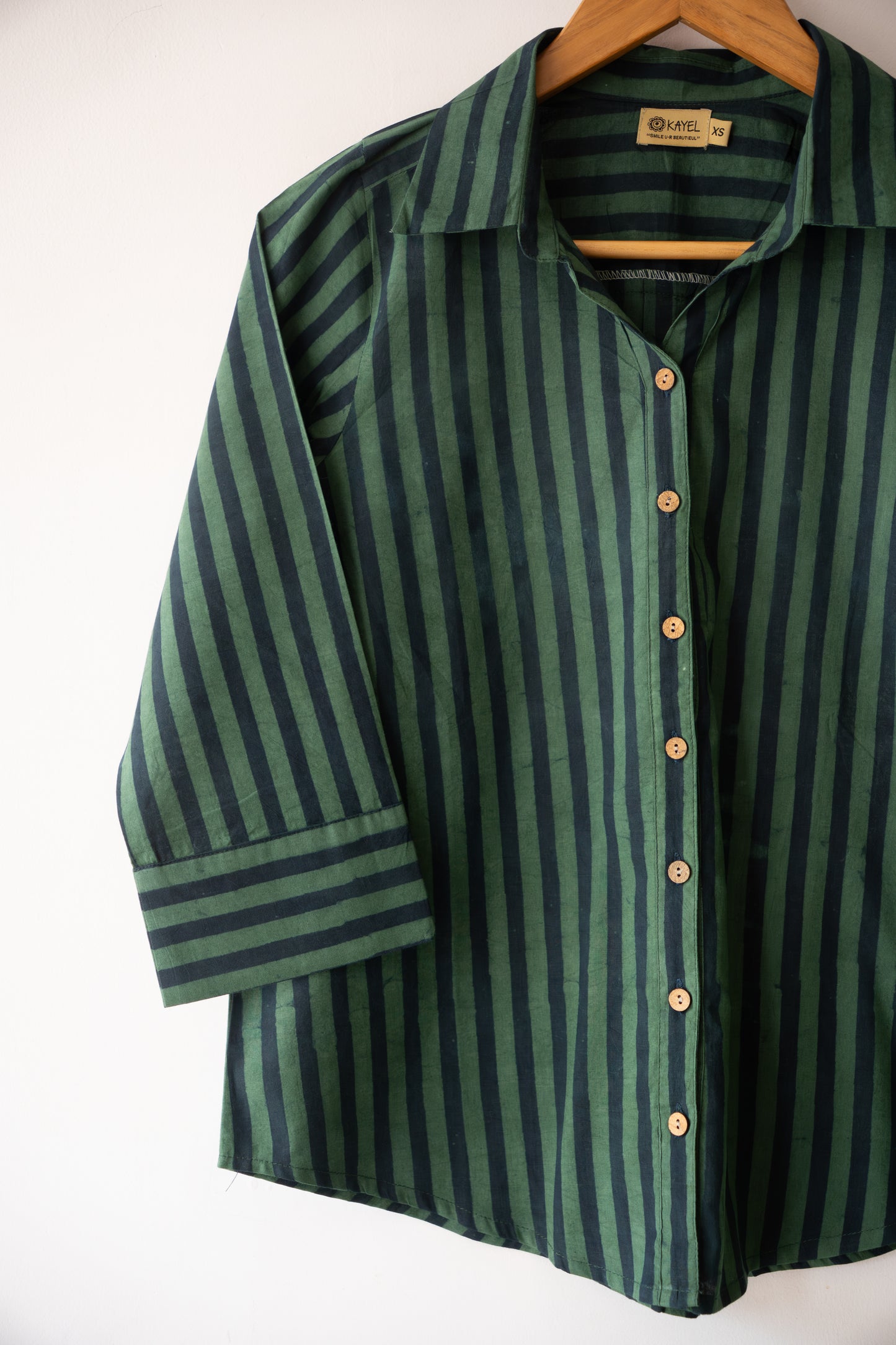 Block printed striped cotton shirts