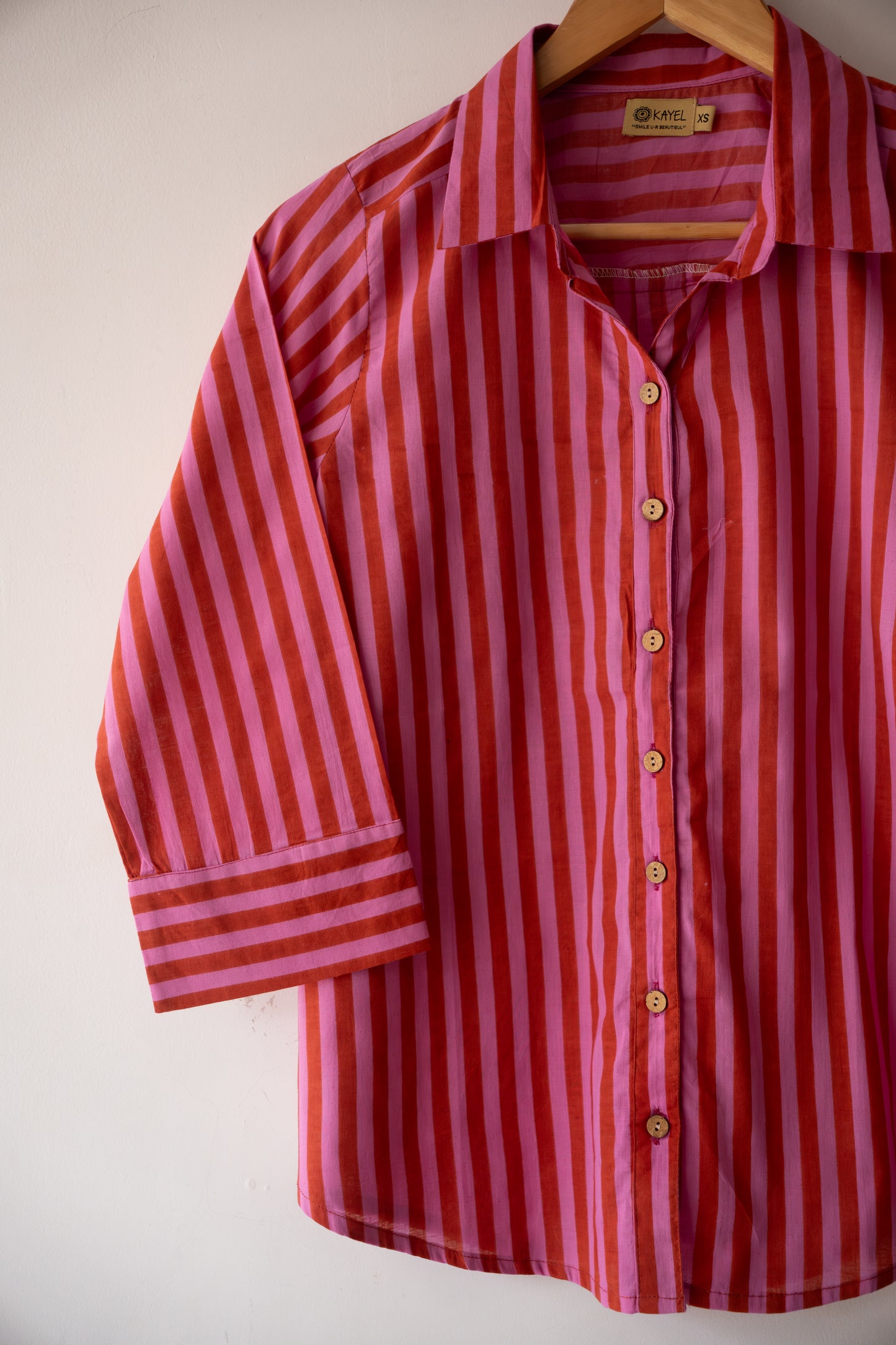 Block printed striped cotton shirts
