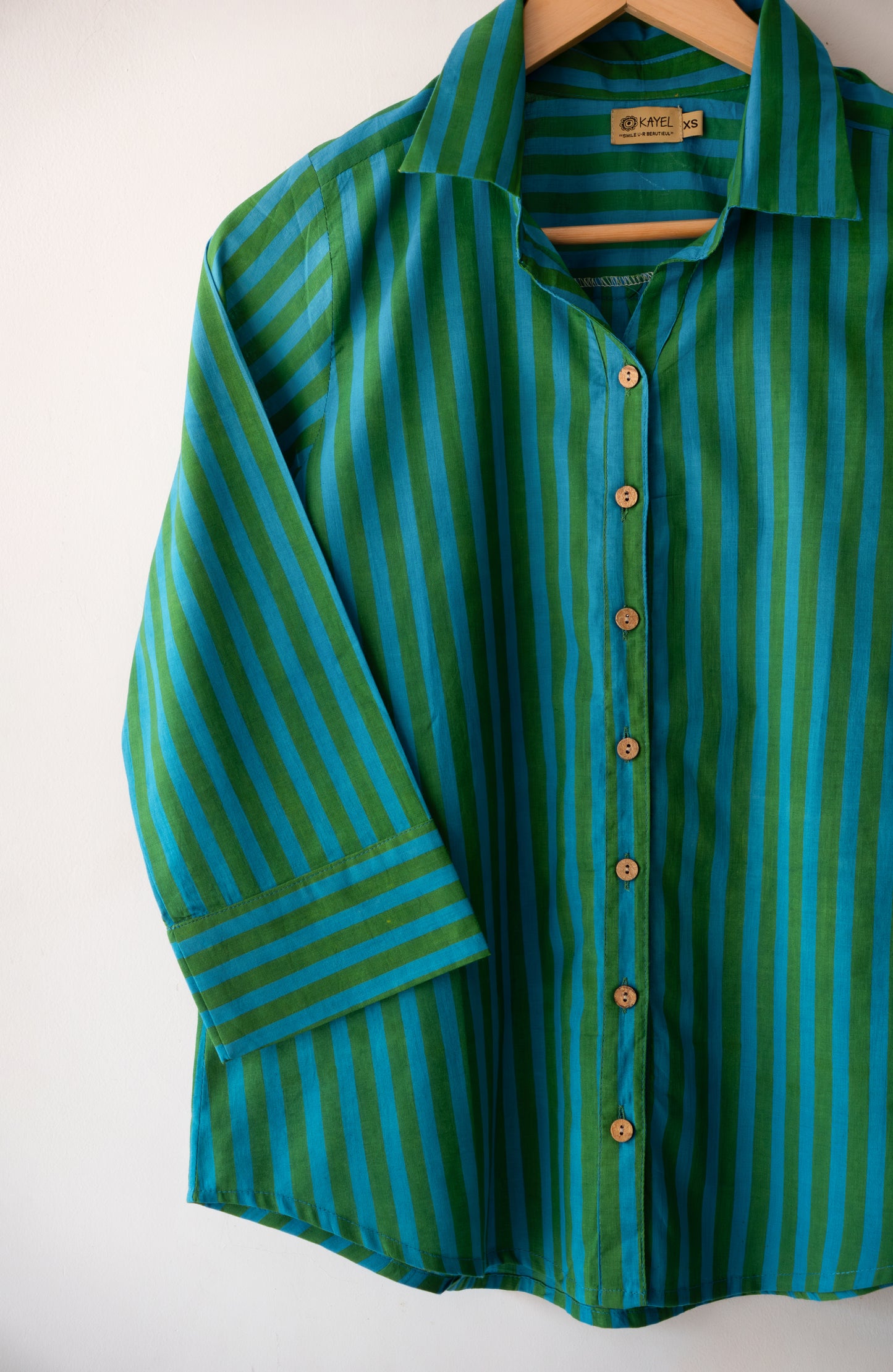 Block printed striped cotton shirts