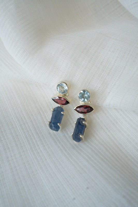 Pure Silver + Rough Stone Drop Earring
