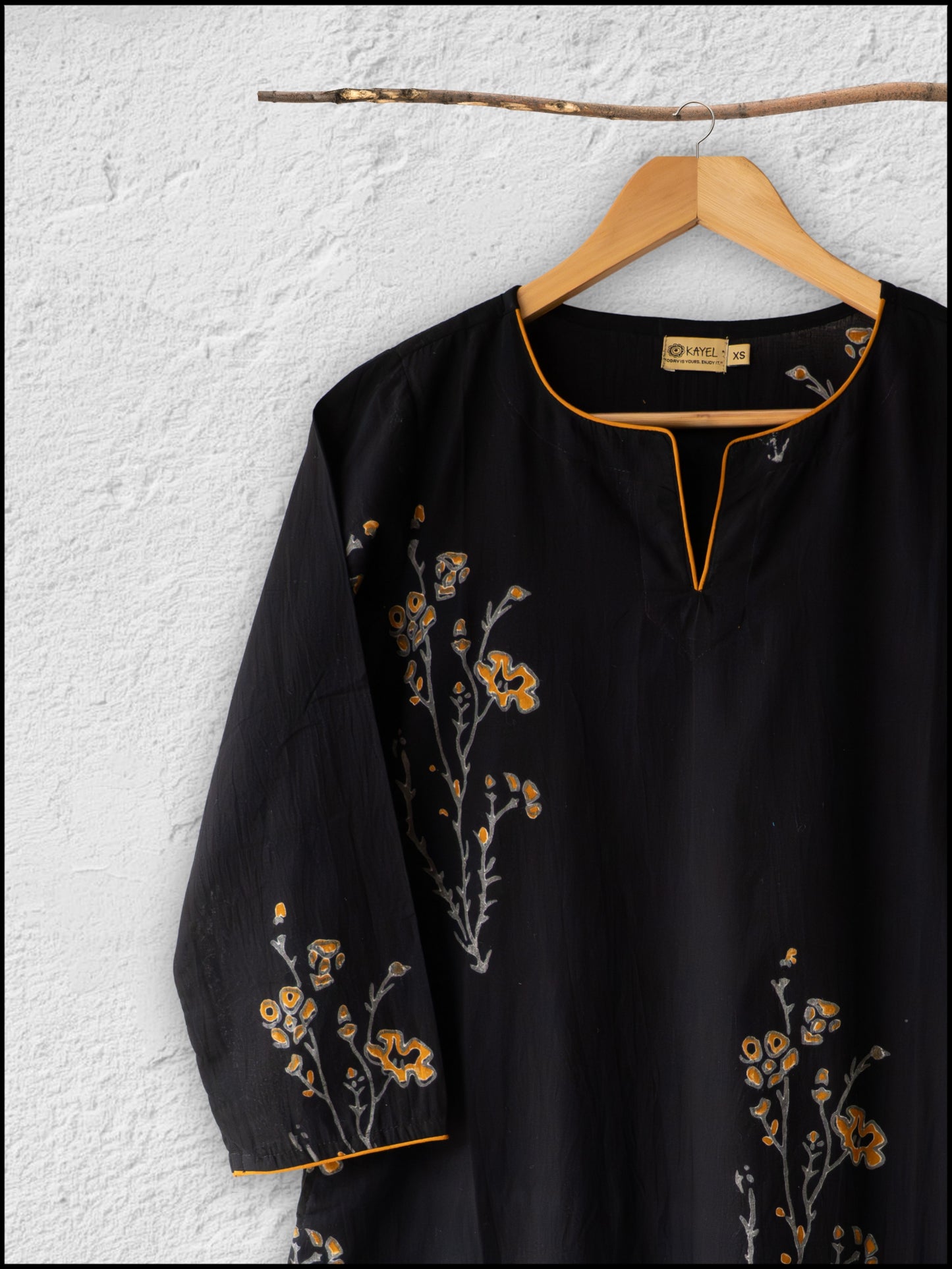 Cotton straight Kurta + Contrast neckline