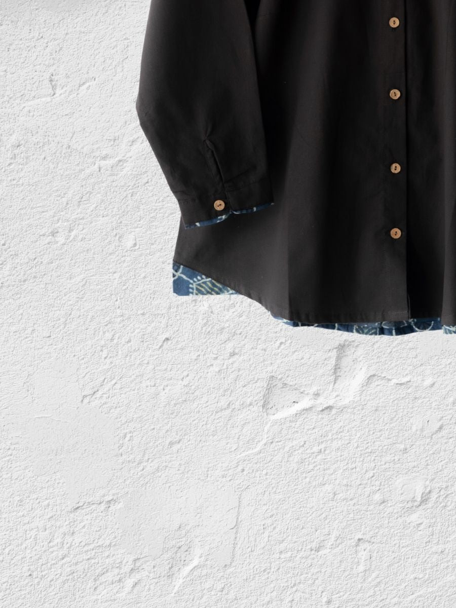 Cotton Shirt with Ajrakh Back Panel & Accents