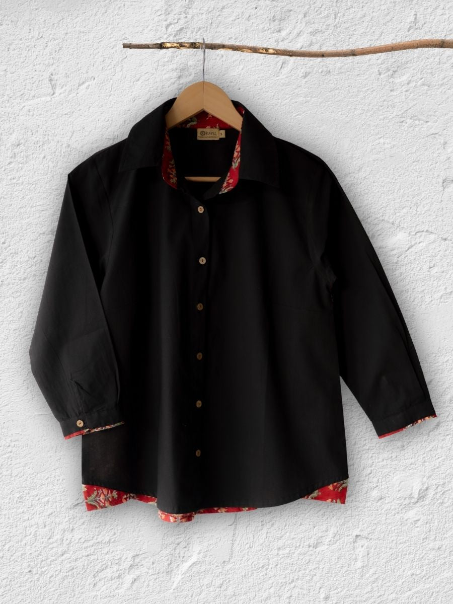 Cotton Shirt with Ajrakh Back Panel & Accents