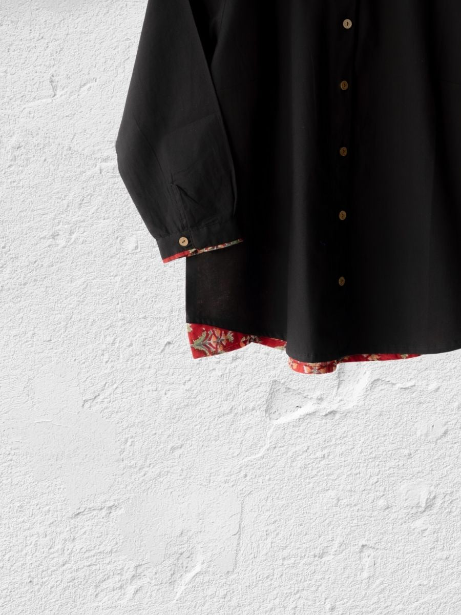 Cotton Shirt with Ajrakh Back Panel & Accents