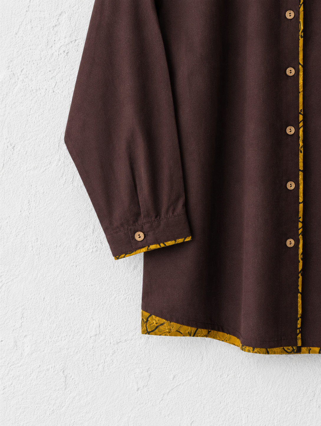Cotton Shirt with Ajrakh Back Panel & Accents - Brown