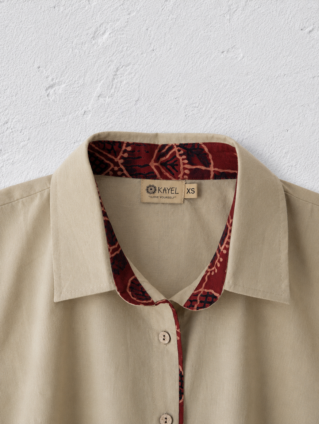 Cotton Shirt with Ajrakh Back Panel & Accents - Beige