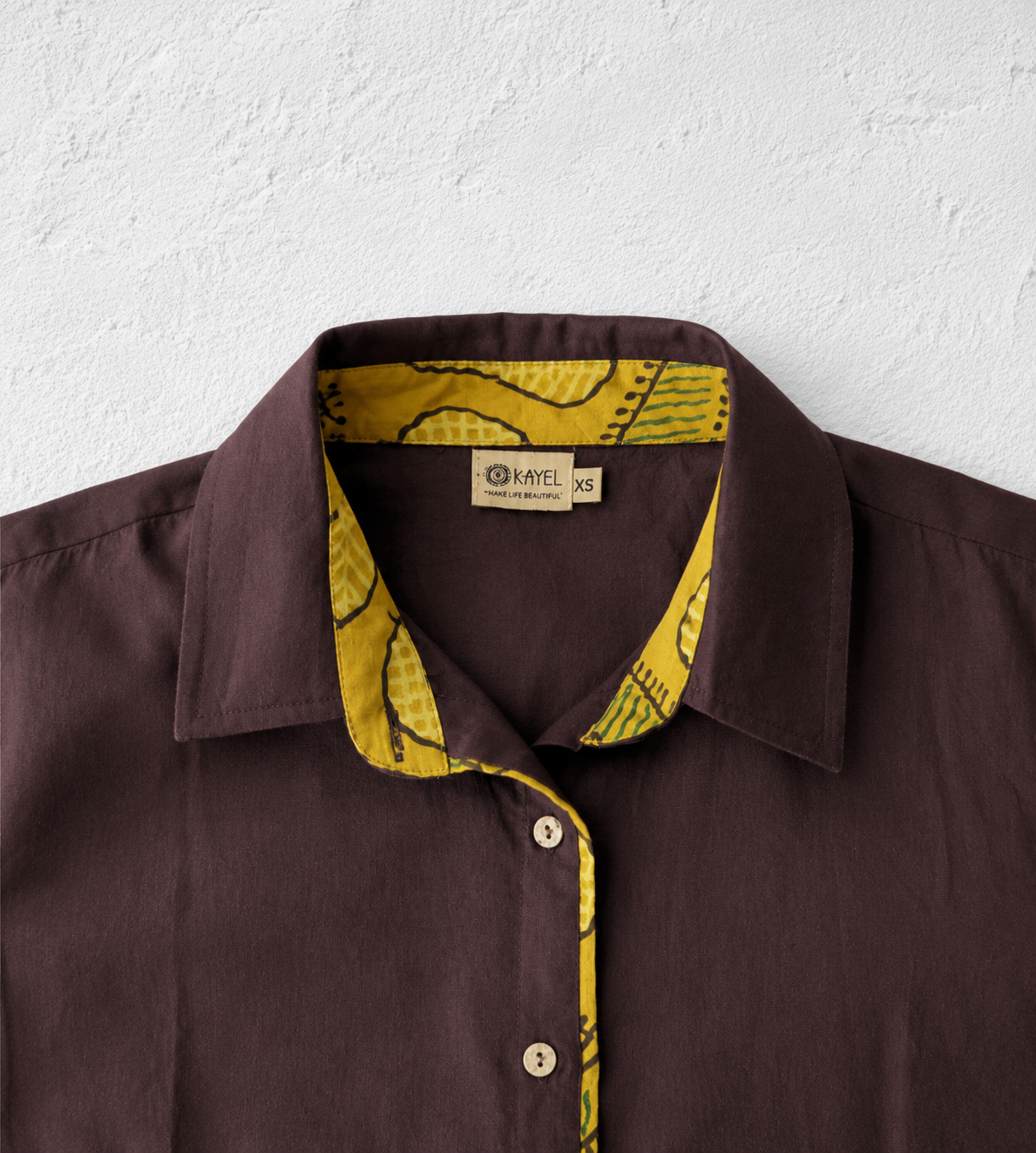Cotton Shirt with Ajrakh Back Panel & Accents - Brown