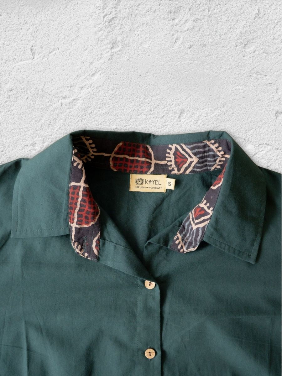 Cotton Shirt with Ajrakh Back Panel & Accents