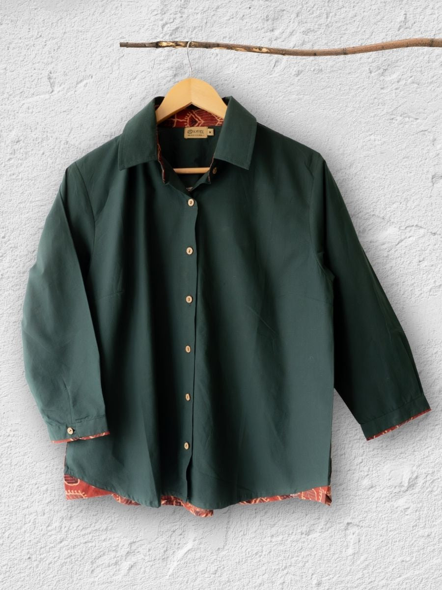 Cotton Shirt with Ajrakh Back Panel & Accents