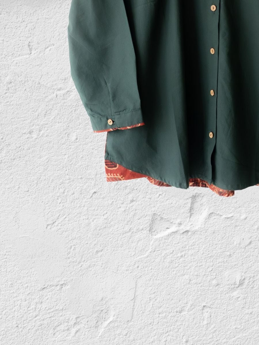 Cotton Shirt with Ajrakh Back Panel & Accents