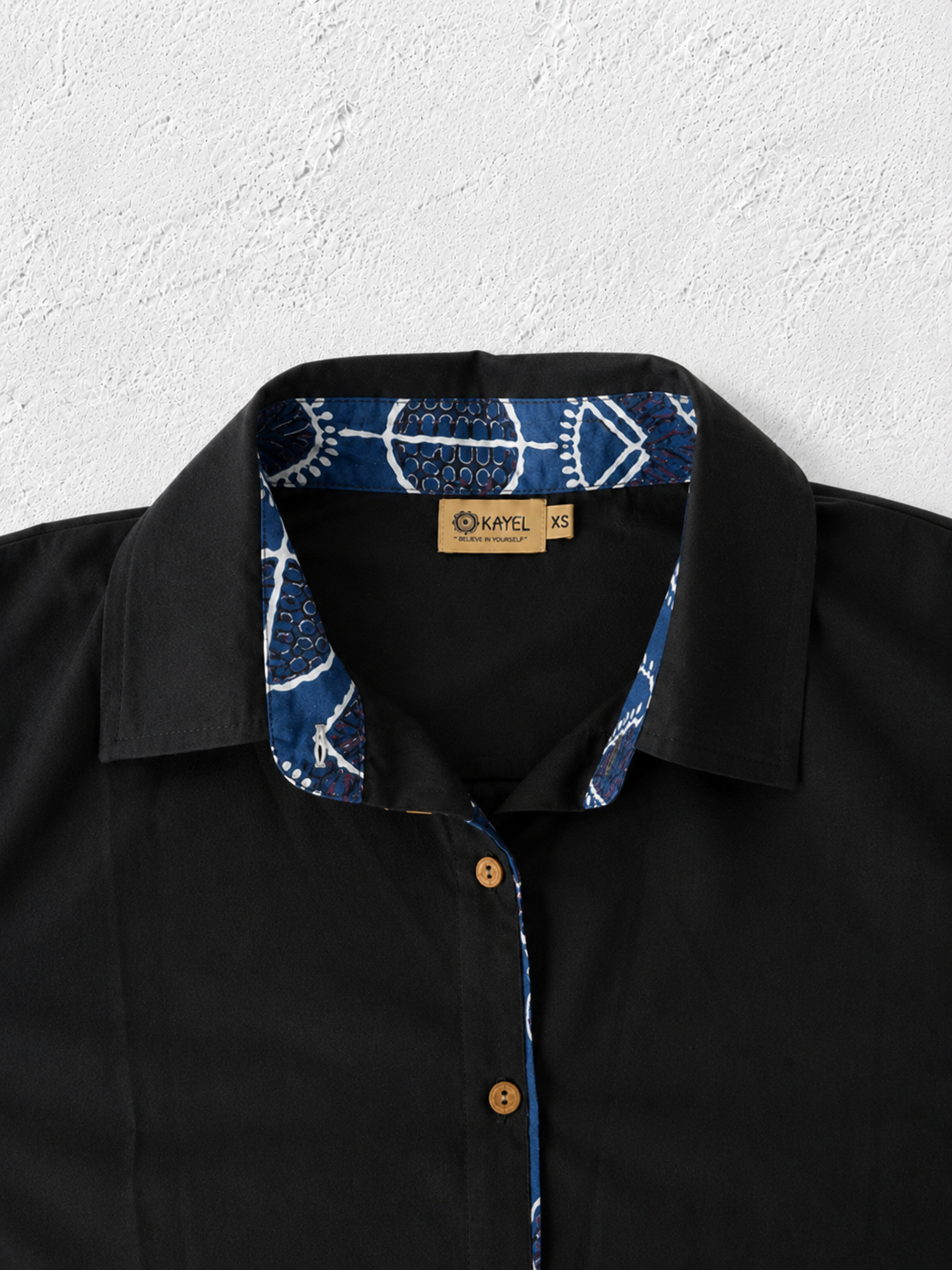 Cotton Shirt with Ajrakh Back Panel & Accents - Black