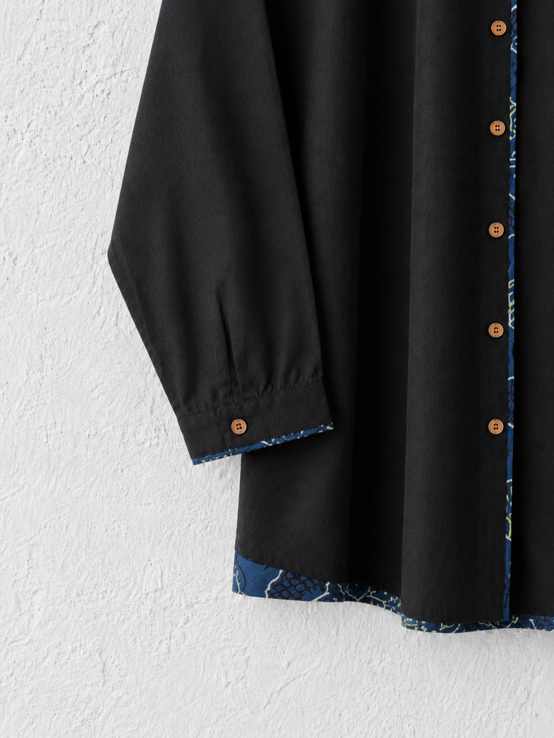 Cotton Shirt with Ajrakh Back Panel & Accents - Black