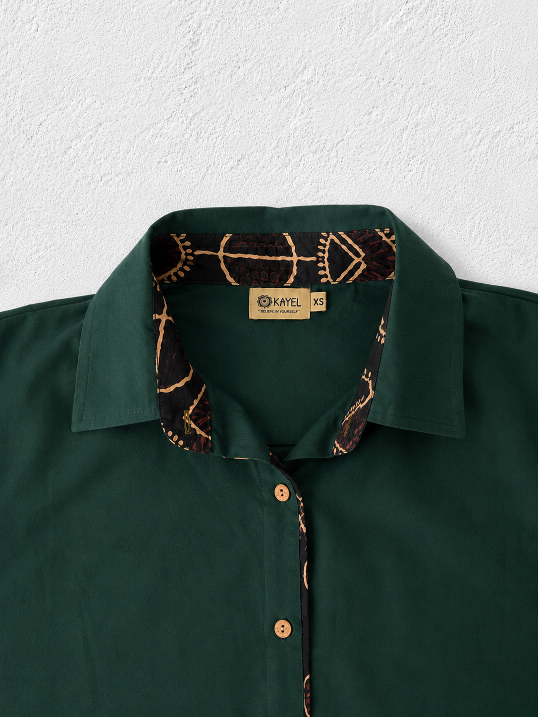 Cotton Shirt with Ajrakh Back Panel & Accents - Bottle Green