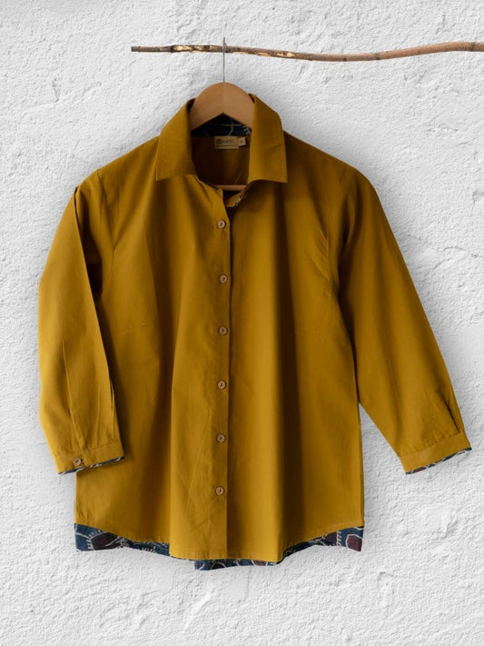 Cotton Shirt with Ajrakh Back Panel & Accents
