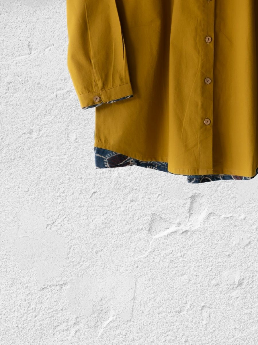 Cotton Shirt with Ajrakh Back Panel & Accents