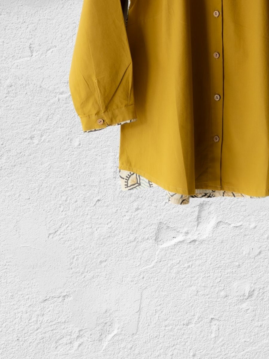 Cotton Shirt with Ajrakh Back Panel & Accents